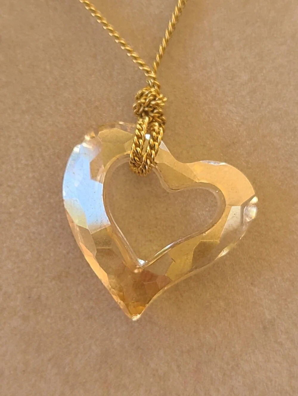 Swarovski Gold Plated Heart Crystal Pendant Necklace- Excellent Vintage Conditio